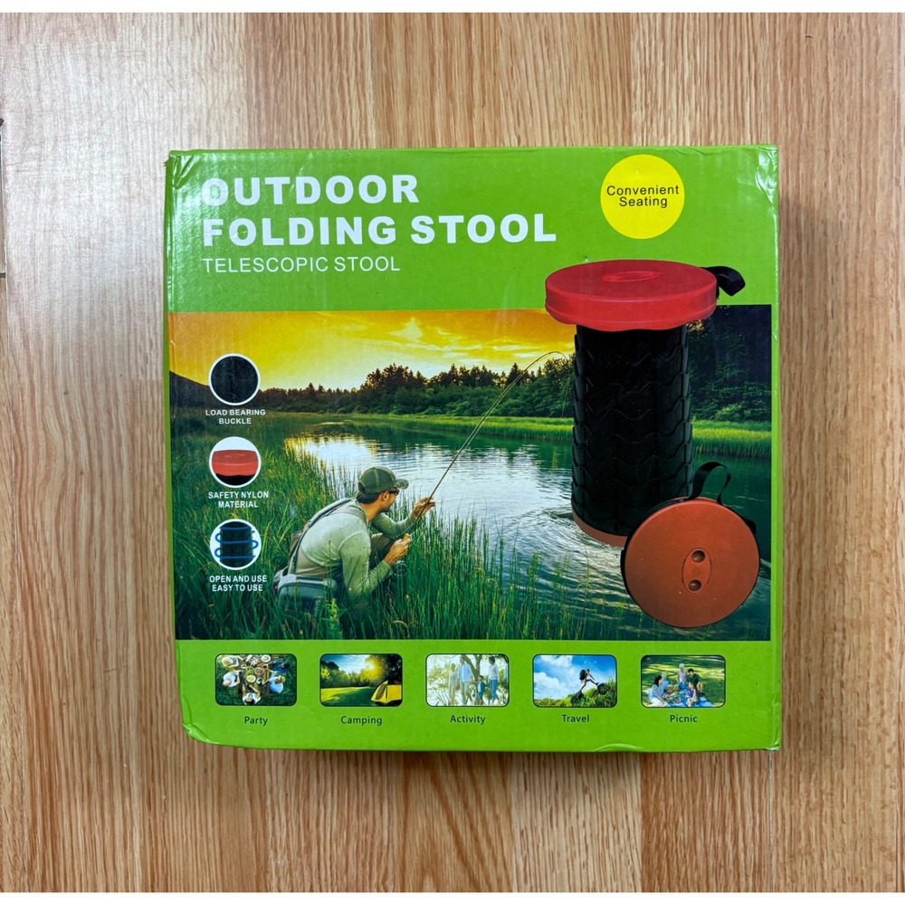 Blue Outdoor Folding Stool Telescopic Portable Camping Fishing Seat 18in